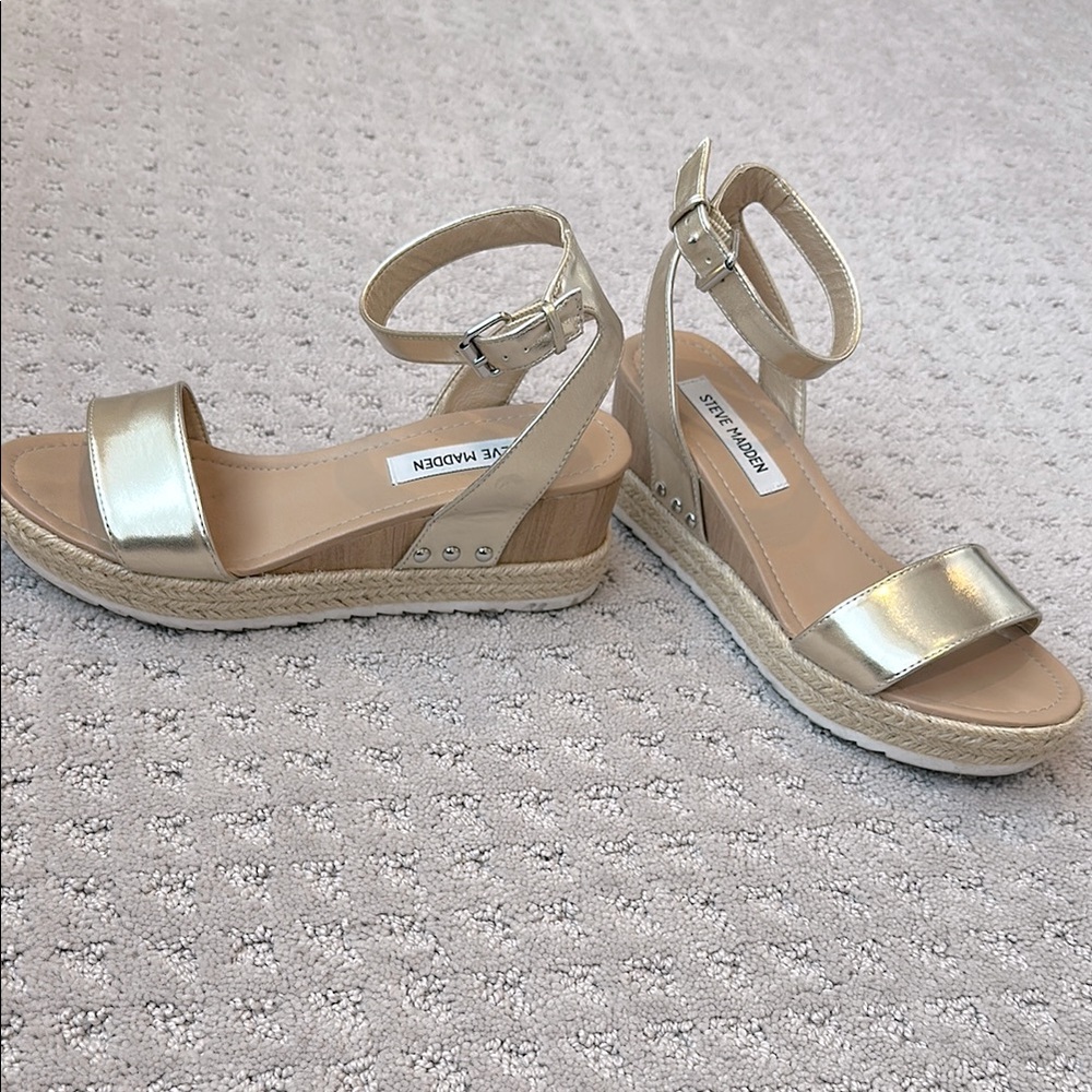 Steve Madden Gold Platform Wedge Sandals